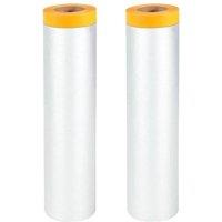 KORVIXA 4m x 12m 2 Rolls Cover Masking Film Plastic Dust Sheets in Clear | Size: 1000mm 10000mm