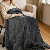 Lavio Electric Heated Blanket Throw Flannel Fleece Washable Low Energy Consumption in Grey