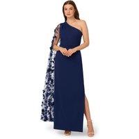 Adrianna Papell Women's Crepe One Shoulder Dress in Navy | Size: 8