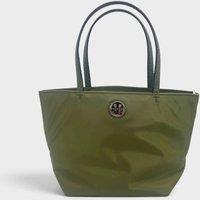 Tory Burch Women's Nylon Mixed Materials Mini Tote Bag Green Khaki | Size: Mini Cabin