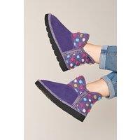 Moshulu Women's 'Fireside 2' Spotty Bootie Slippers in Violet | Size: 8