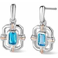 Clogau Women's Royal Sterling Silver Gateways Drop-Stud Earrings with Swiss Blue Topaz in Metallics