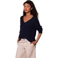 Celtic & Co Women's Geelong Wool Slouch V-Neck Sweater in Dark Navy | Size: Medium