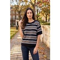 Dexia Women's Striped Knit Short Sleeve Jumper in Black