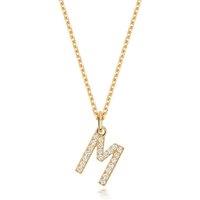 Cervin Blanc Women's Lab Grown Diamond Initial Necklet in Silver Gold Plated