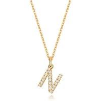 Cervin Blanc Women's Lab Grown Diamond Initial Necklet in Silver Gold Plated