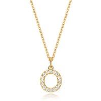 Cervin Blanc Women's Lab Grown Diamond Initial Necklet in Silver Gold Plated