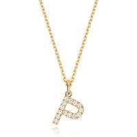 Cervin Blanc Women's Lab Grown Diamond Initial Necklet in Silver Gold Plated
