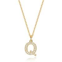 Cervin Blanc Women's Lab Grown Diamond Initial Necklet in Silver Gold Plated