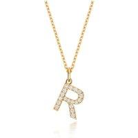 Cervin Blanc Women's Lab Grown Diamond Initial Necklet in Silver Gold Plated