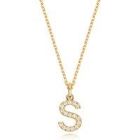 Cervin Blanc Women's Lab Grown Diamond Initial Necklet in Silver Gold Plated