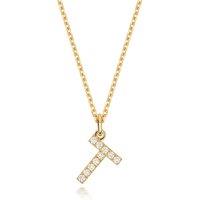 Cervin Blanc Women's Lab Grown Diamond Initial Necklet in Silver Gold Plated