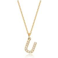 Cervin Blanc Women's Lab Grown Diamond Initial Necklet in Silver Gold Plated
