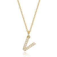 Cervin Blanc Women's Lab Grown Diamond Initial Necklet in Silver Gold Plated