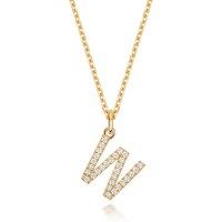 Cervin Blanc Women's Lab Grown Diamond Initial Necklet in Silver Gold Plated