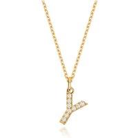 Cervin Blanc Women's Lab Grown Diamond Initial Necklet in Silver Gold Plated