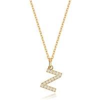Cervin Blanc Women's Lab Grown Diamond Initial Necklet in Silver Gold Plated