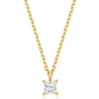 Cervin Blanc Women's Lab Grown Princess Cut Diamond Necklet in Silver Gold Plated
