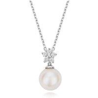 Cervin Blanc Women's Lab Grown Diamond & Freshwater Pearl Necklet in Silver