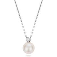 Cervin Blanc Women's Lab Grown Diamond & Freshwater Pearl Necklet in Silver