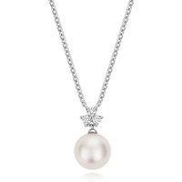 Cervin Blanc Women's Lab Grown Diamond & Freshwater Pearl Necklet in Silver