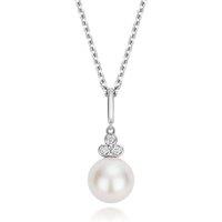 Cervin Blanc Women's Lab Grown Diamond & Freshwater Pearl Necklet in Silver