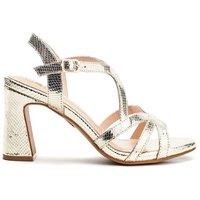 Moda In Pelle Women's 'Missani' Snake Print Heeled Sandals in Gold | Size: 5