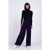 Kettlewell Women's Satin Wide Leg Trousers in Aubergine | Size: 14