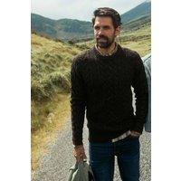 Weird Fish Men's Alford Cable Knit Crew Neck Jumper in Brown | Size: 2XL