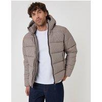 threadbare Men's Showerproof Hooded Puffer Coat in Brown | Size: Medium
