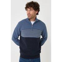 threadbare Men's Textured Stitch Quarter Zip in Navy | Size: Large