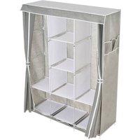 Living and Home Portable Fabric Wardrobe with 8 Shelves and 2 Side Pockets in Grey
