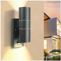 ExtraStar Outdoor GU10 Wall Light with PIR Motion Sensor in Black