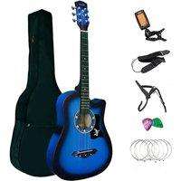 Crystals Classic 6-String 38 Inch Acoustic Guitar Pack Music Beginners Blue