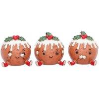 Unknown Untitled Three Wise Christmas Pudding Figurines 6.5cm 3-Piece Xmas Decoration in Brown