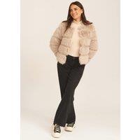 Gini London Women's Stone Black Soft Touch Fur Jacket | Size: Large/XL