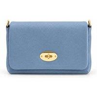Kitise Women's Genuine Italian Leather Flap Turn Lock Closure Crossbody Handbag in Blue