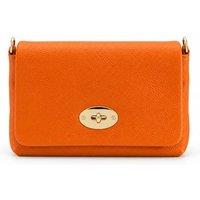 Kitise Women's Genuine Italian Leather Flap Turn Lock Closure Crossbody Handbag in Orange
