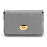 Kitise Women's Genuine Italian Leather Flap Turn Lock Closure Crossbody Handbag in Light Grey