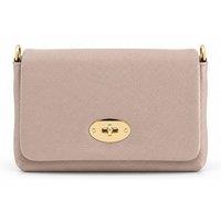Kitise Women's Genuine Italian Leather Flap Turn Lock Closure Crossbody Handbag in Nude