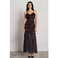 TFNC London Women's Jessica Chocolate Sequin Maxi Dress | Size: 12