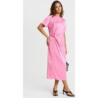 Faia Women's Satin T-Shirt Midi Dress in Baby Pink | Size: Medium