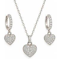 Cervin Blanc Women's Lab Diamond Heart Necklace & Earrings Set in 925 Silver