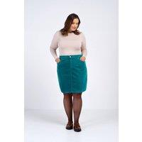 Kettlewell Women's Jamie Cord Knee Length Skirt in Turquoise | Size: 14