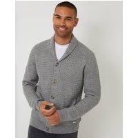 threadbare Men's 'Lindow' Shawl Collar Knitted Cardigan in Grey | Size: Medium