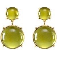 Luxe Tones Women's Suri Luxe Gold Plated Olive Cabochon Drop Earrings