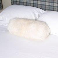Native Natural Sheepskin White Lumbar Cushion in Ivory | Size: 40 cm x 15 cm