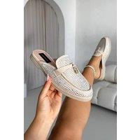 Love Lemonade Women's Crystal Dream Slip On Clog Mules in Nude | Size: 7