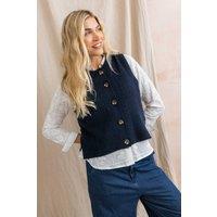 Lily & Me Women's Stencil Stretch Beautifully Soft Cable Knit Waistcoat in Navy | Size: 8