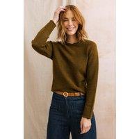 Lily & Me Women's Elodie Stretch Blended Yarn Outfitter Jumper with Scalloped Neck in Camel | Size: 14